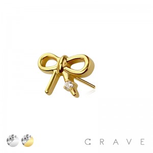 316L SURGICAL STEEL THREADLESS PUSH IN RIBBON CZ TOP PART